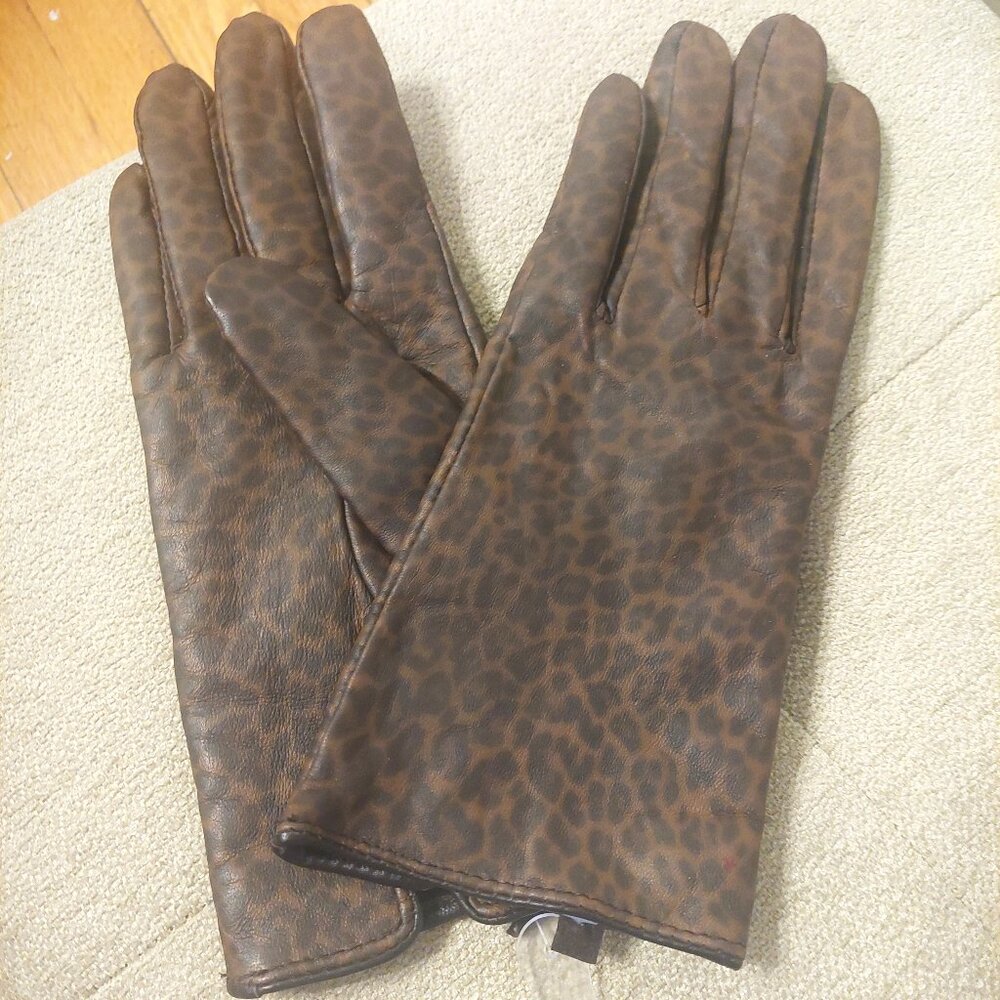 Merona Leopard Print Geuine Leather Gloves S / M NWOT